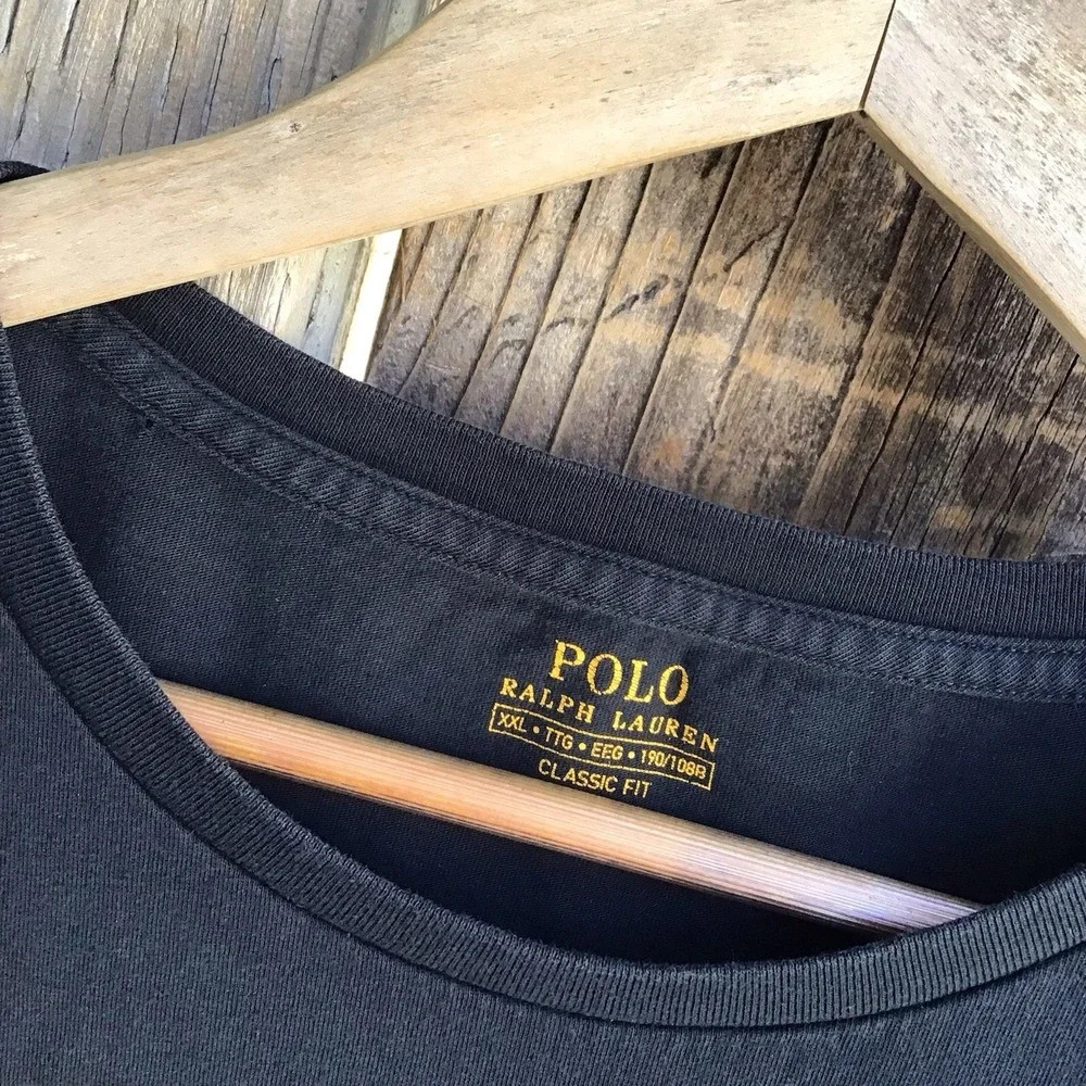 Polo Ralph Lauren Big Pony T-Shirt Black Red Logo Classic Fit Men's XXL